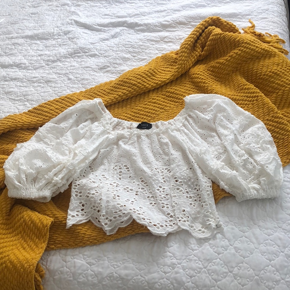 Vici White Puff Sleeve Top